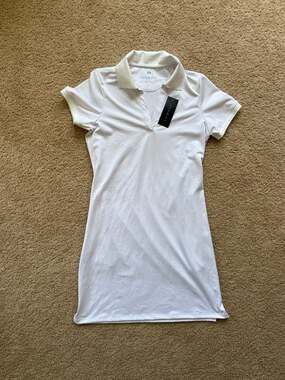 RENWICK Women's Performance V-Neck Golf Polo Dress White XS